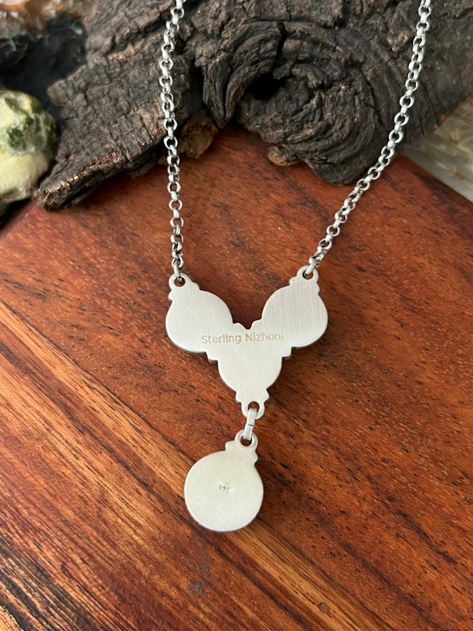 Handmade Sterling Silver Sierra Bella with Palomino Turquoise Collection: Necklace "Signed Nizhoni"