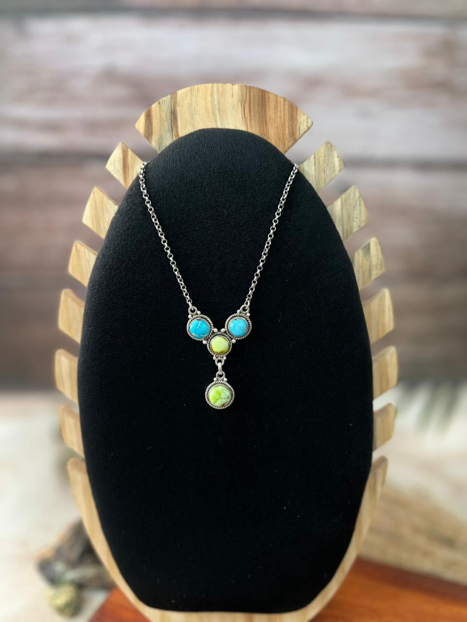 Handmade Sterling Silver Sierra Bella with Palomino Turquoise Collection: Necklace "Signed Nizhoni"