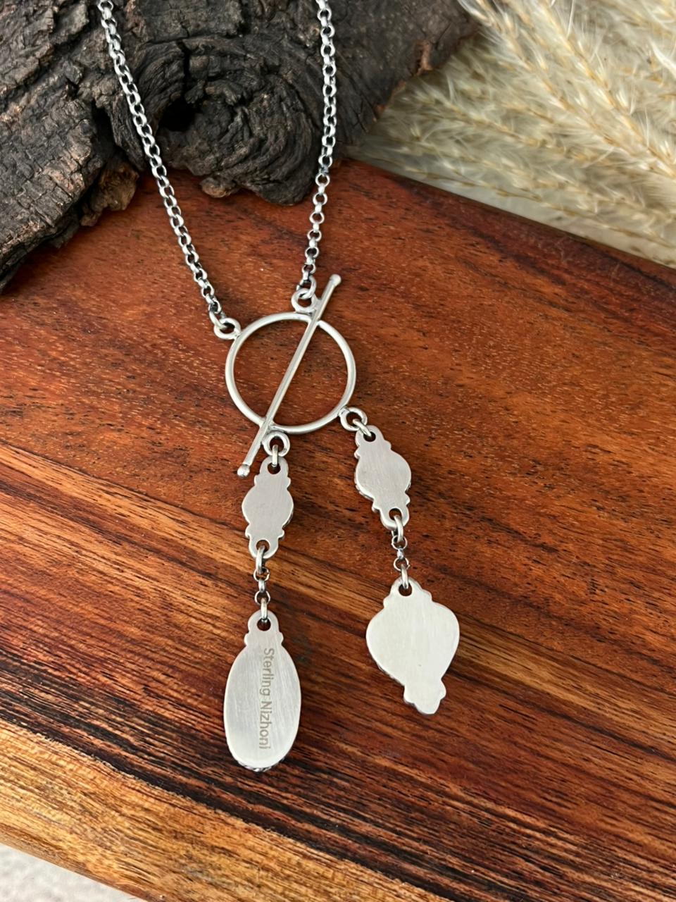 Handmade Sterling Silver Sierra Bella with Palomino Turquoise Collection: Necklace "Signed Nizhoni"