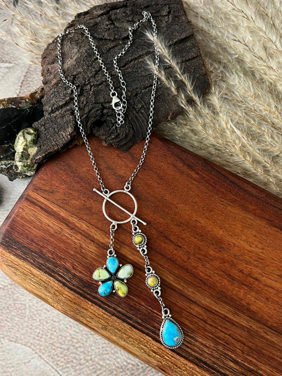 Handmade Sterling Silver Sierra Bella with Palomino Turquoise Collection: Necklace "Signed Nizhoni"
