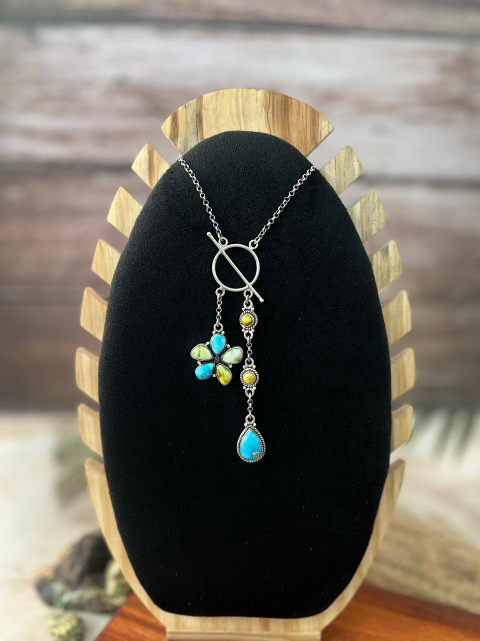 Handmade Sterling Silver Sierra Bella with Palomino Turquoise Collection: Necklace "Signed Nizhoni"
