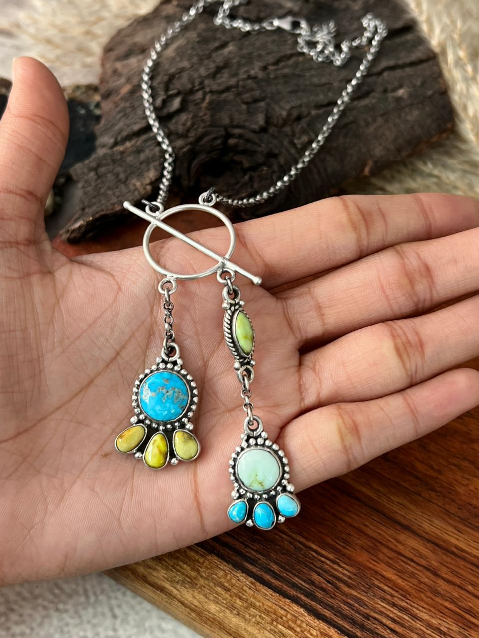 Handmade Sterling Silver Sierra Bella with Palomino Turquoise Collection: Necklace "Signed Nizhoni"