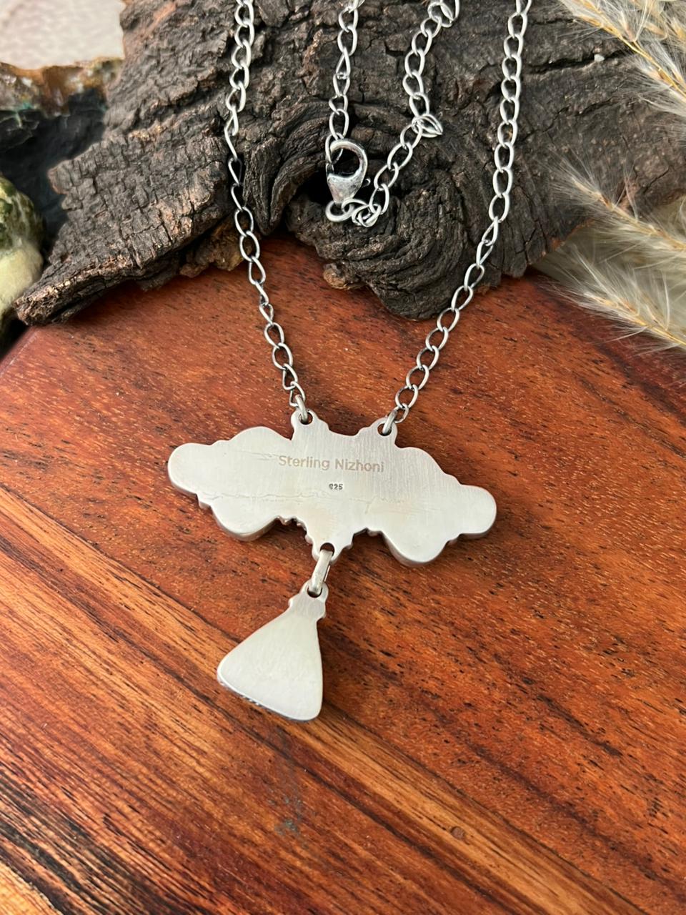 Handmade Sterling Silver Sierra Bella with Palomino Turquoise Collection: Necklace "Signed Nizhoni"