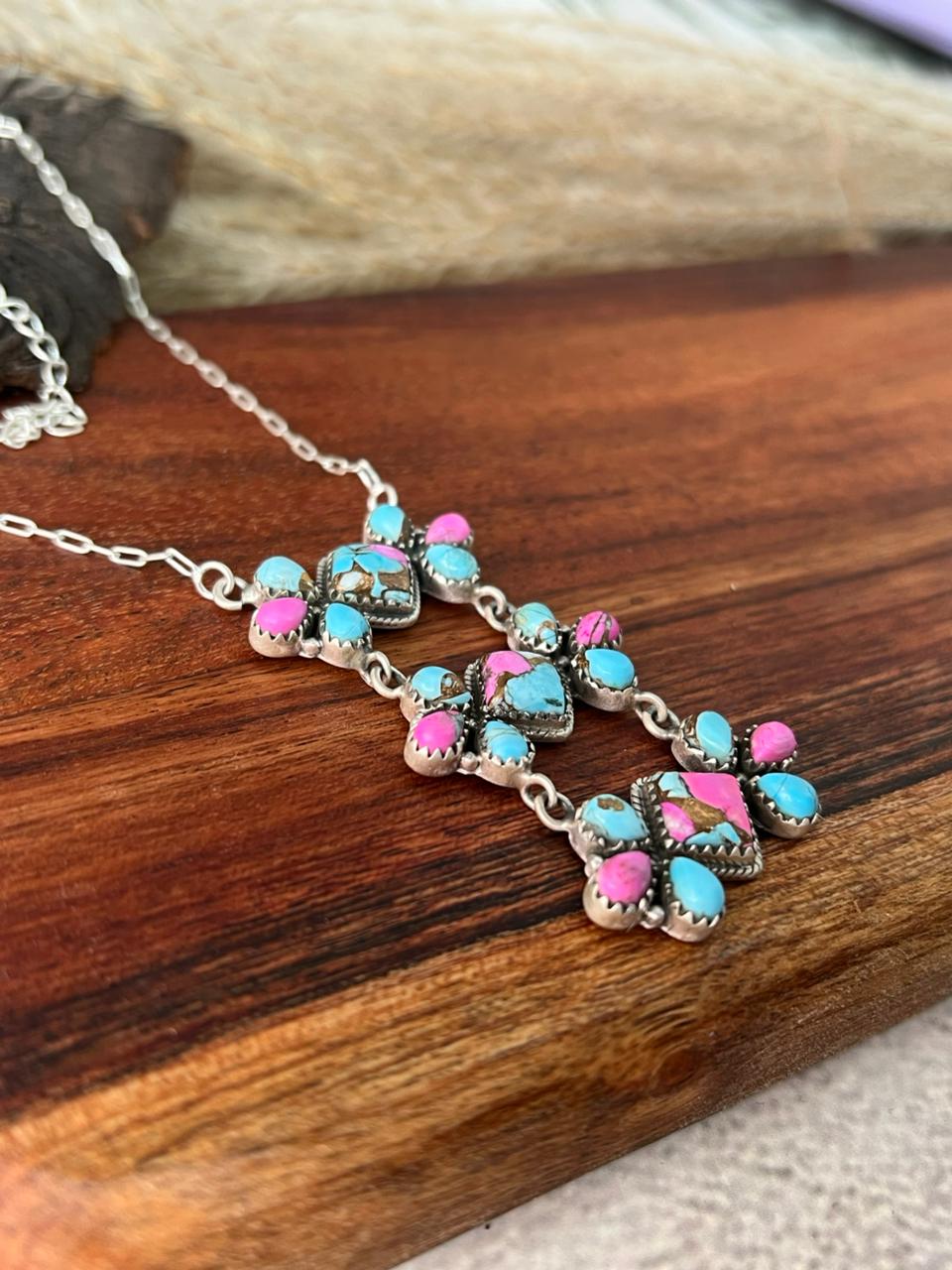 Handmade Sterling Silver Cotton Candy Necklace "Signed Nizhoni"