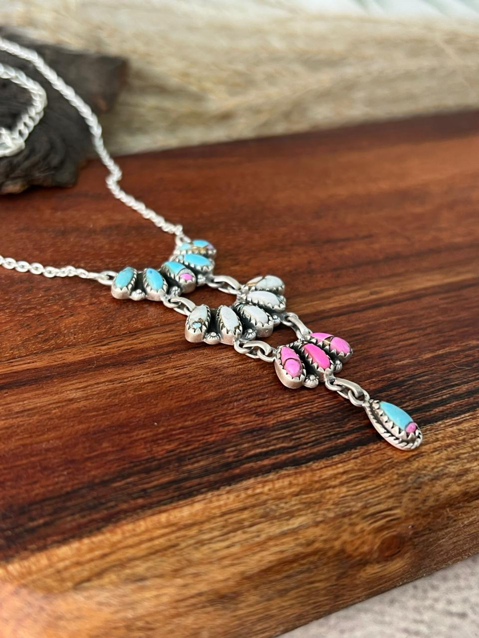 Handmade Sterling Silver Cotton Candy Necklace "Signed Nizhoni"