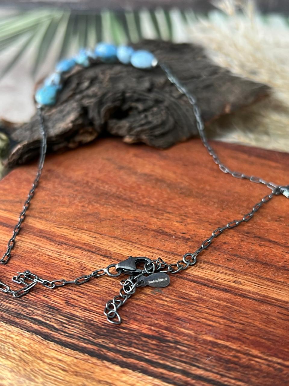 Handmade Sterling Silver Golden Hills Turquoise Necklace "Signed Nizhoni"
