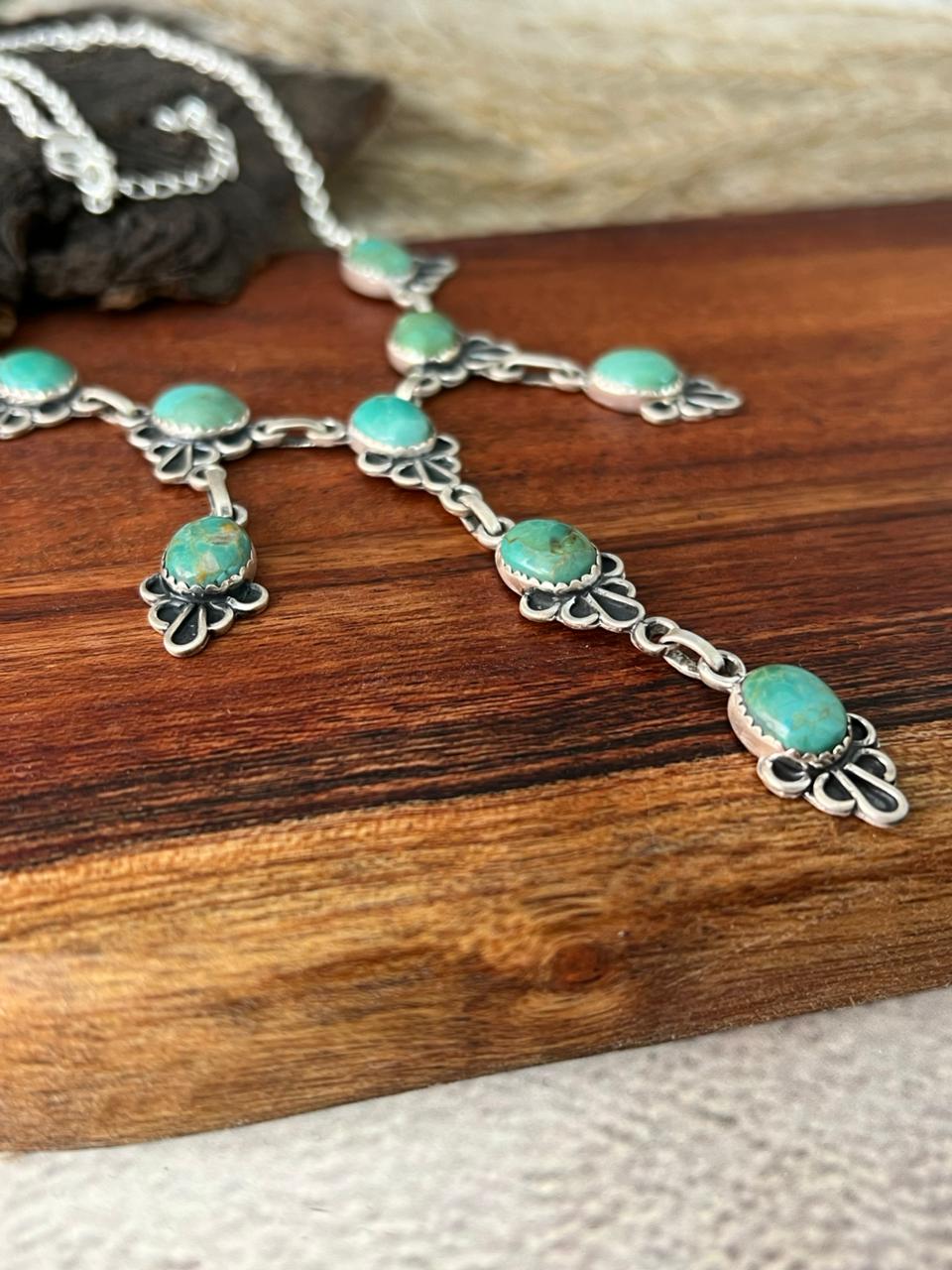 Handmade Sterling Silver Kingman Turquoise Necklace "Signed Nizhoni"