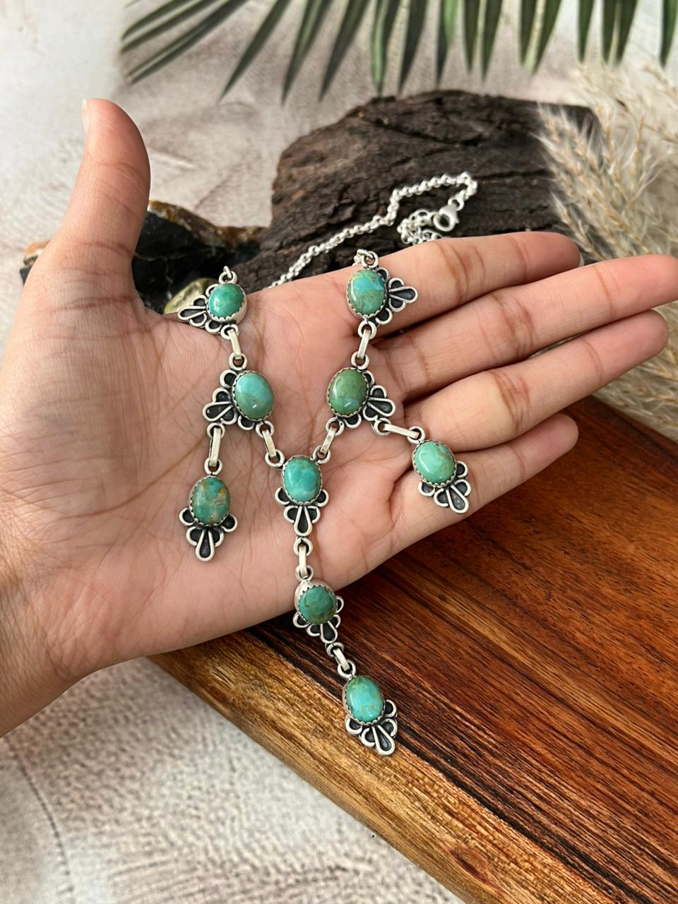 Handmade Sterling Silver Kingman Turquoise Necklace "Signed Nizhoni"