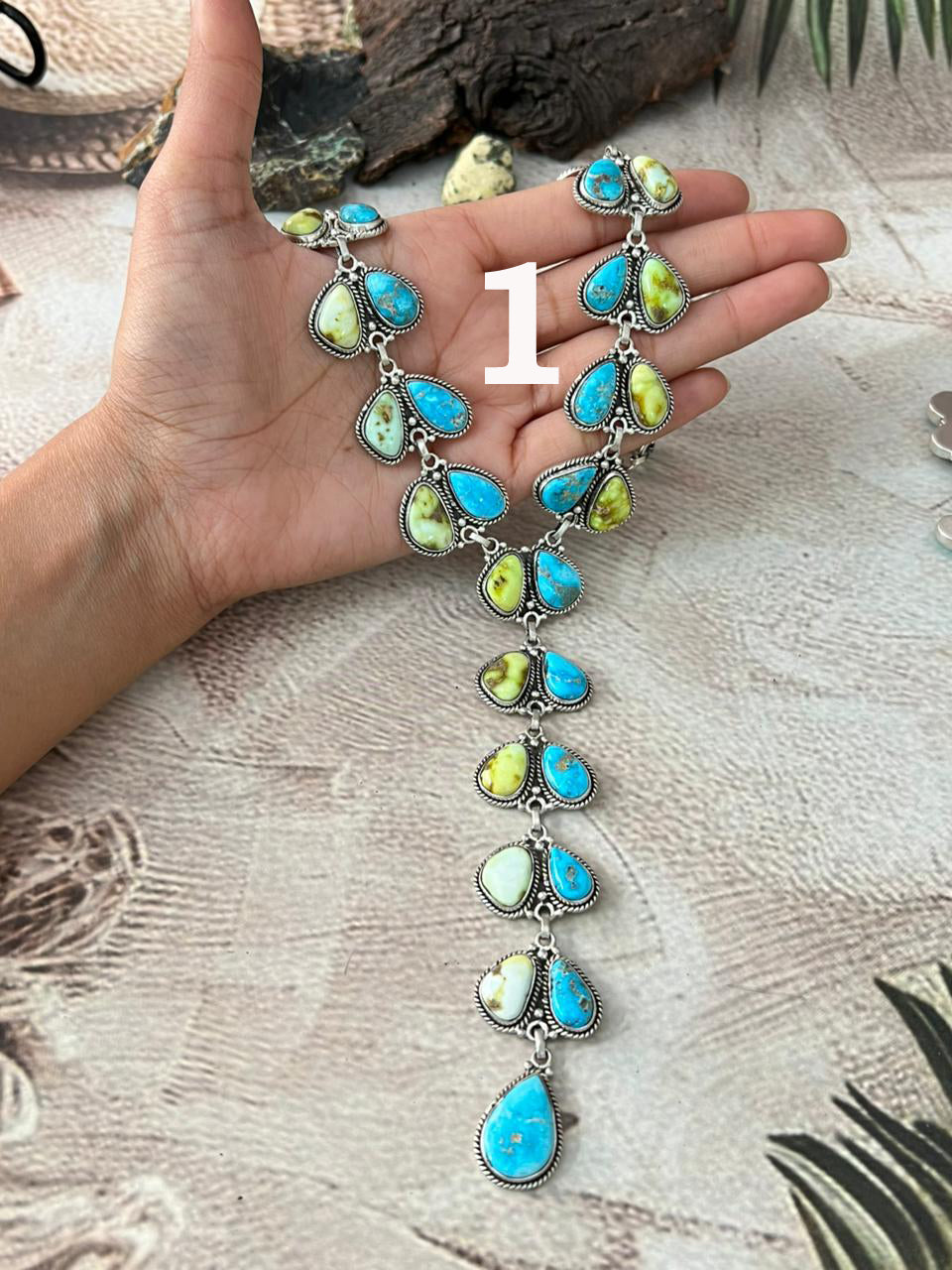 Handmade Sterling Silver Sierra Bella with Palomino Turquoise Collection: Necklace "Signed Nizhoni"