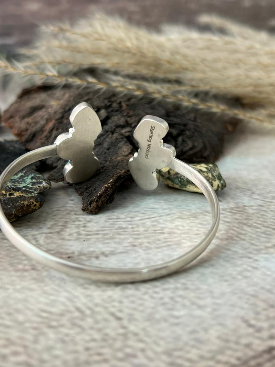 Handmade Sterling Silver Sierra Bella with Palomino Turquoise Collection: Cuff Bracelet "Signed Nizhoni"