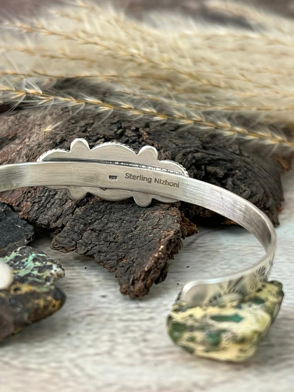 Handmade Sterling Silver Sierra Bella with Palomino Turquoise Collection: Cuff Bracelet "Signed Nizhoni"