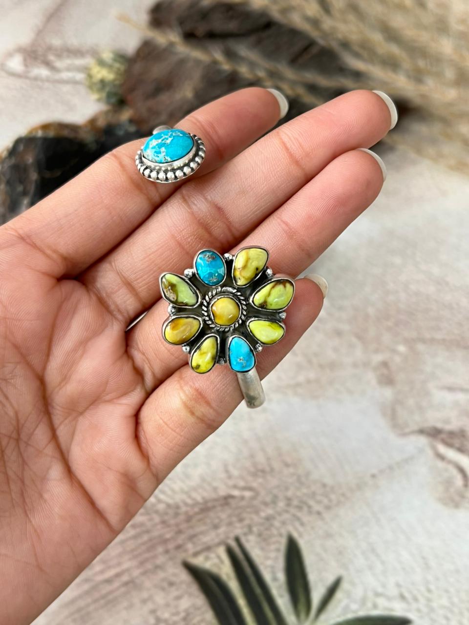 Handmade Sterling Silver Sierra Bella with Palomino Turquoise Collection: Cuff Bracelet "Signed Nizhoni"