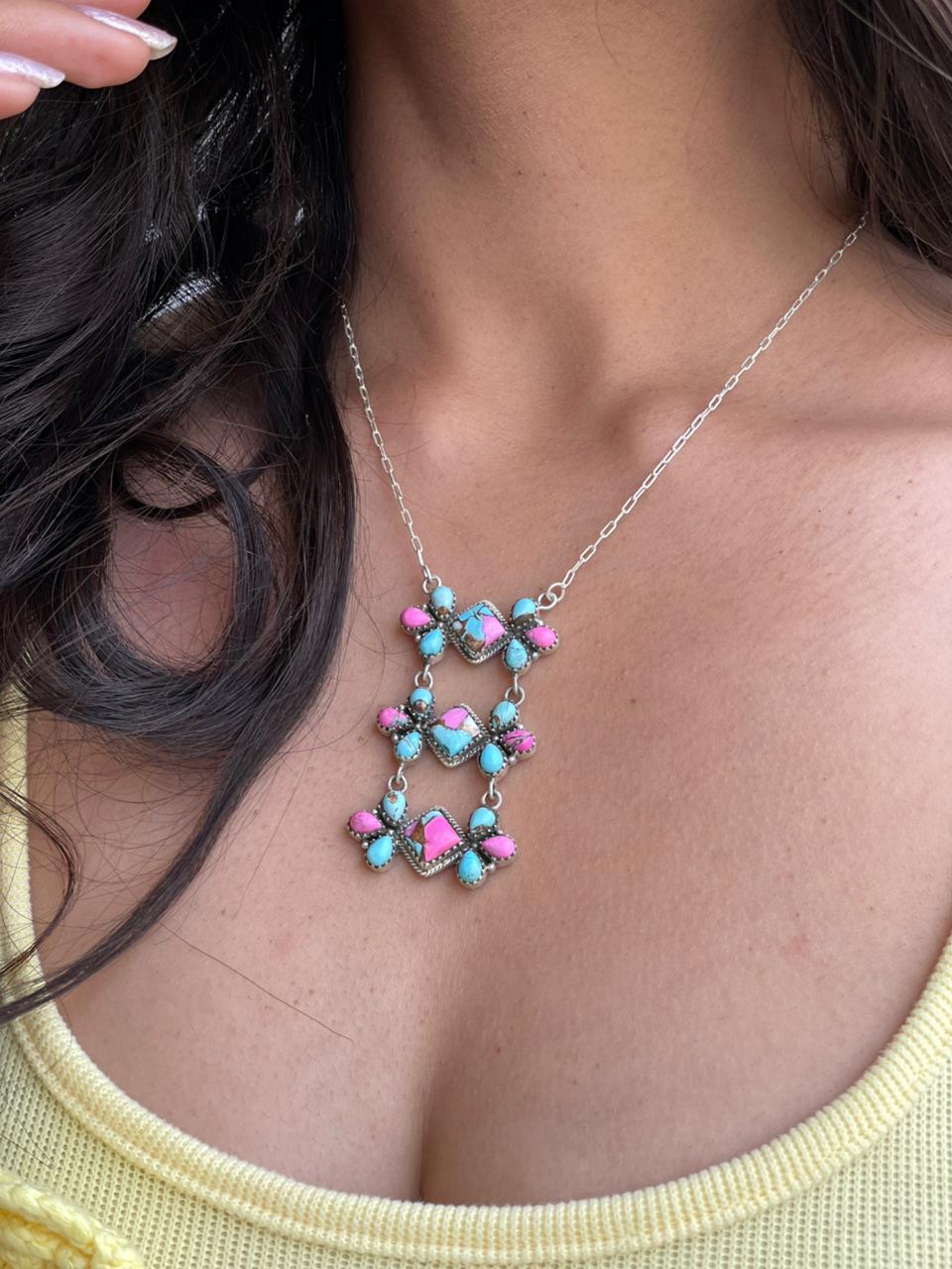 Handmade Sterling Silver Cotton Candy Necklace "Signed Nizhoni"