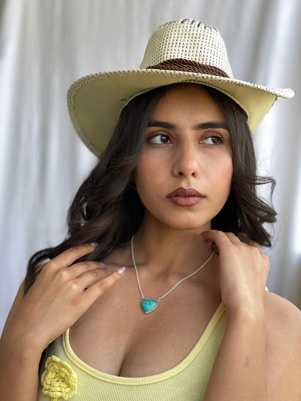 Handmade Sterling Silver Manassa Turquoise Collection: Heart Necklace "Signed Nizhoni"