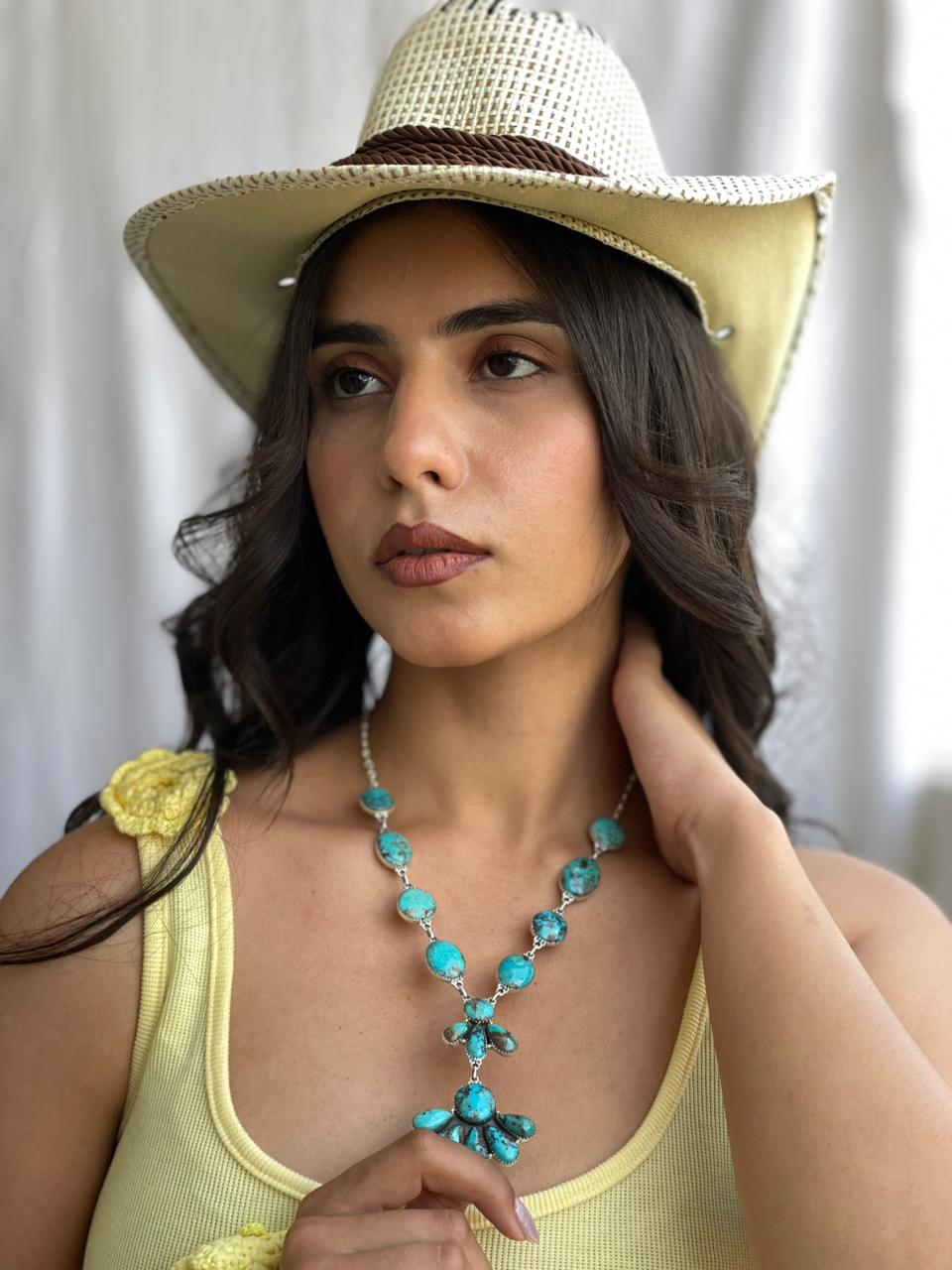 Handmade Sterling Silver Manassa Turquoise Collection: Necklace "Signed Nizhoni"