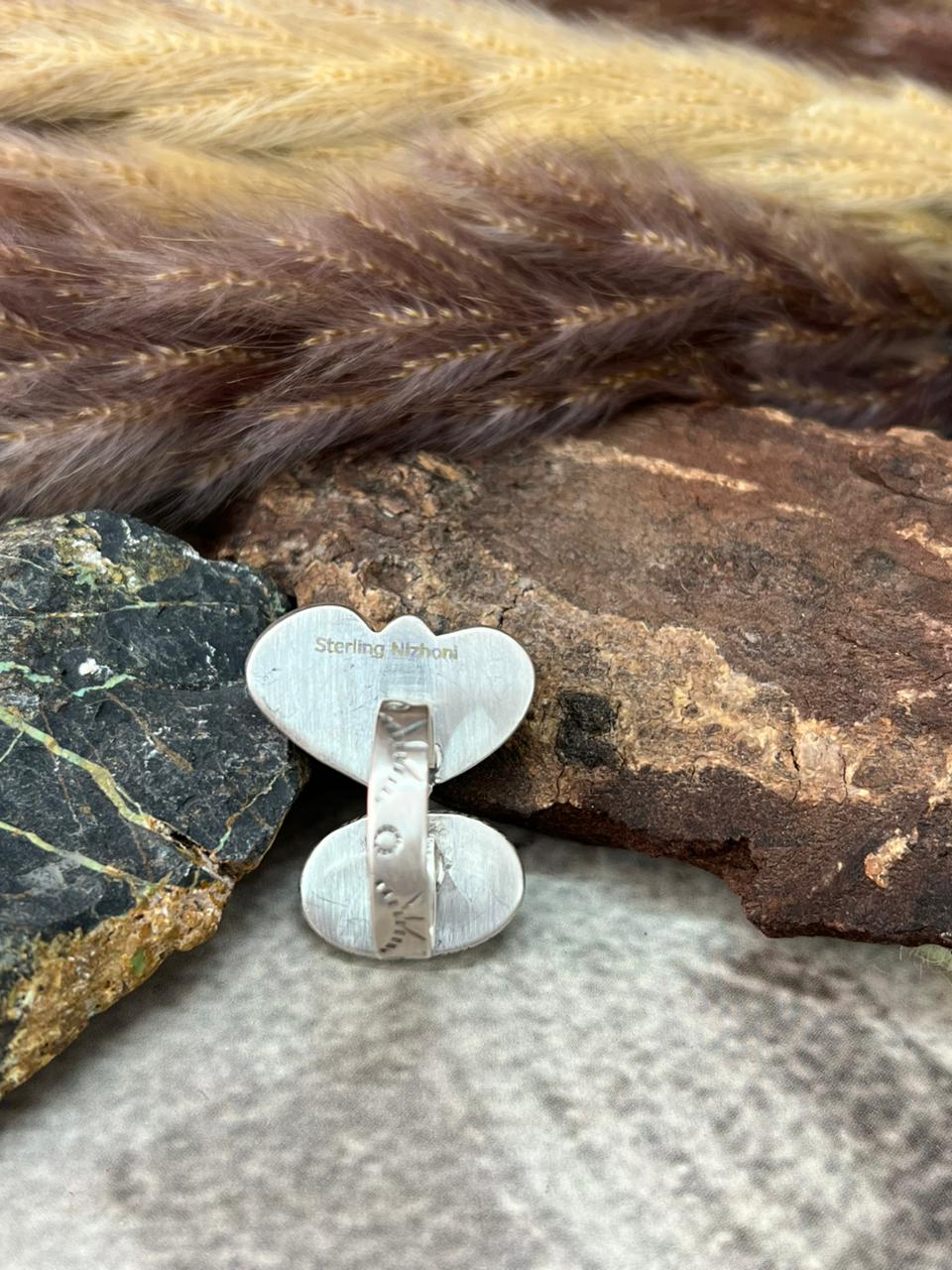 Handmade Sterling Silver Manassa Turquoise Collection: Adjustable Ring "Signed Nizhoni"