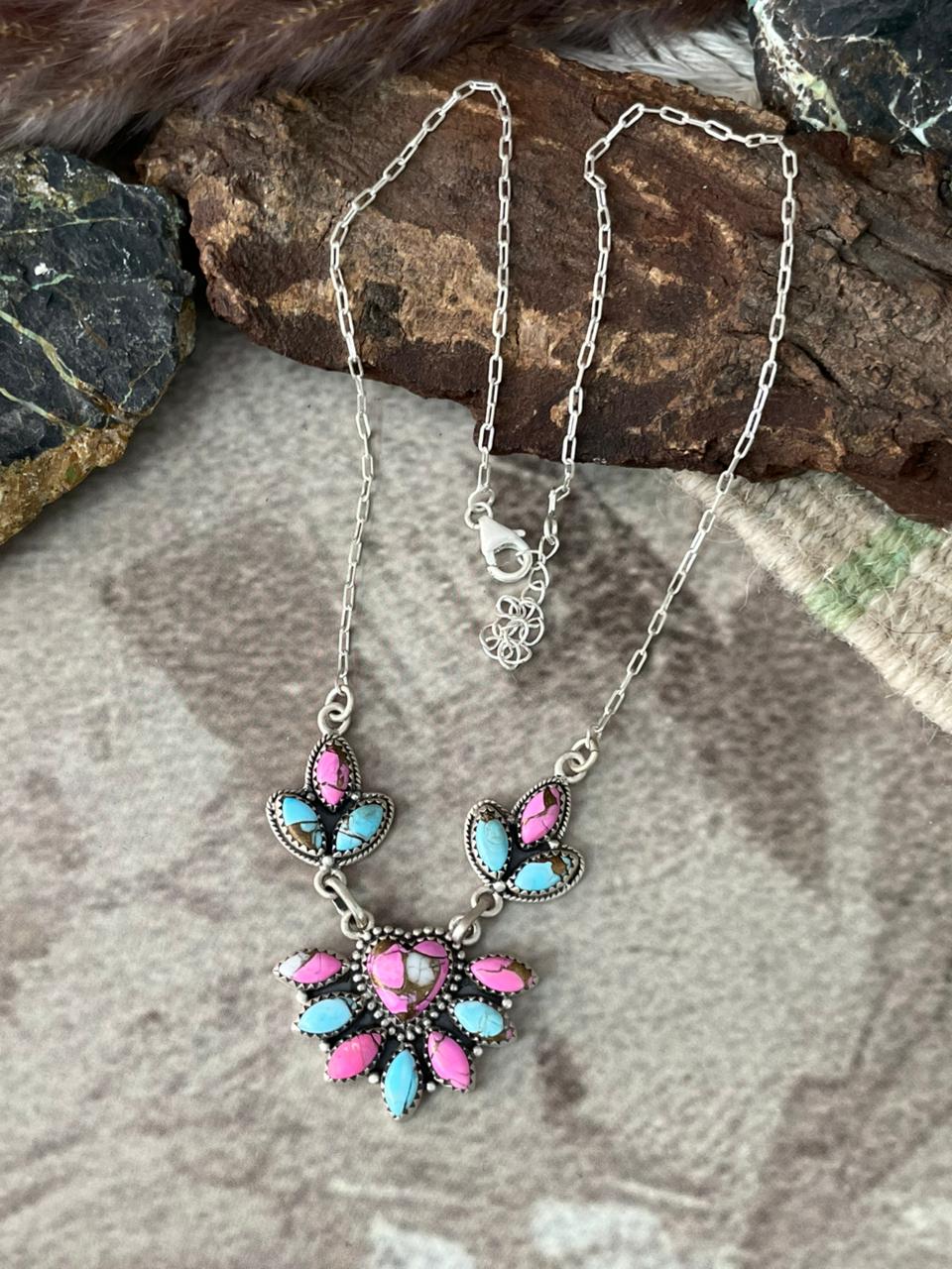 Handmade Sterling Silver Cotton Candy Necklace "Signed Nizhoni"