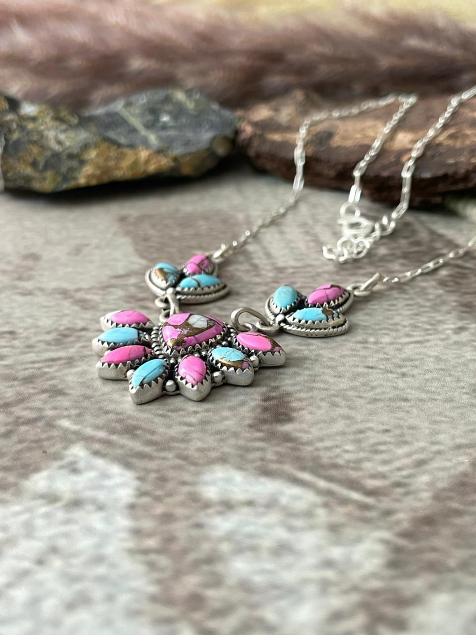 Handmade Sterling Silver Cotton Candy Necklace "Signed Nizhoni"