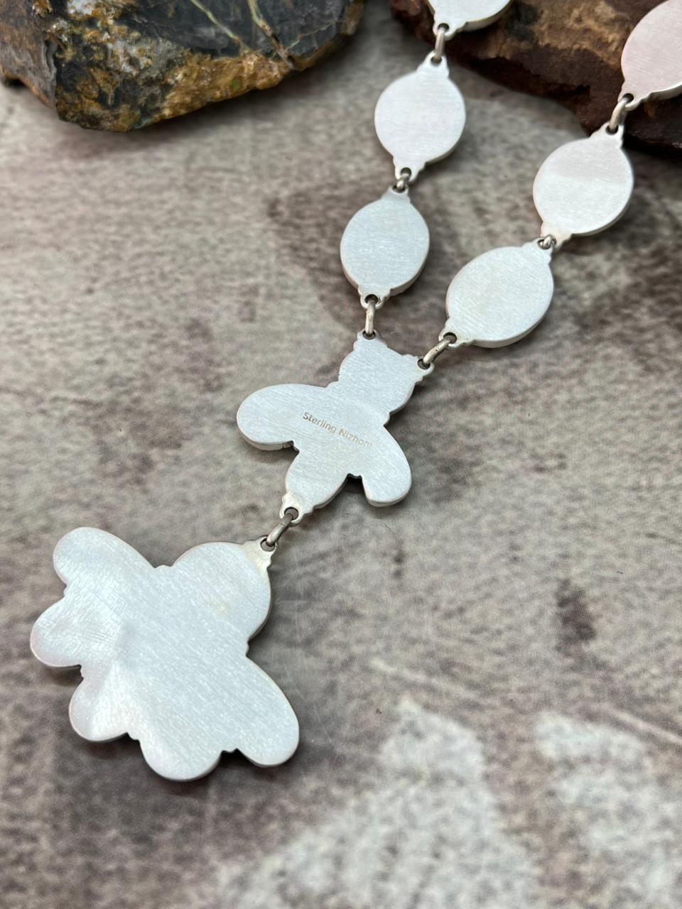 Handmade Sterling Silver Manassa Turquoise Collection: Necklace "Signed Nizhoni"