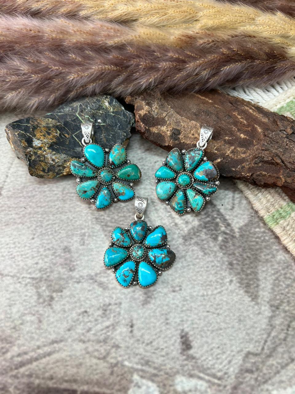 Handmade Sterling Silver Manassa Turquoise Collection: Pendant "Signed Nizhoni"