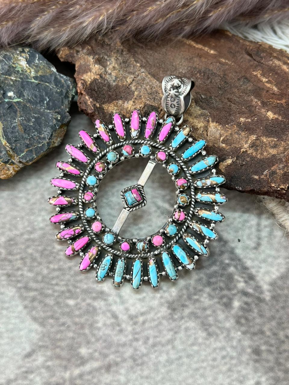Handmade Sterling Silver Cotton Candy Pendant "Signed Nizhoni"