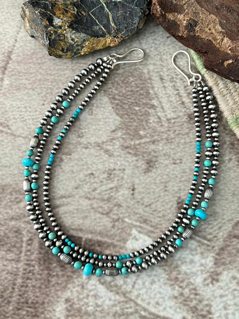 Handmade Sterling Silver Kingman Turquoise Purse Chain
