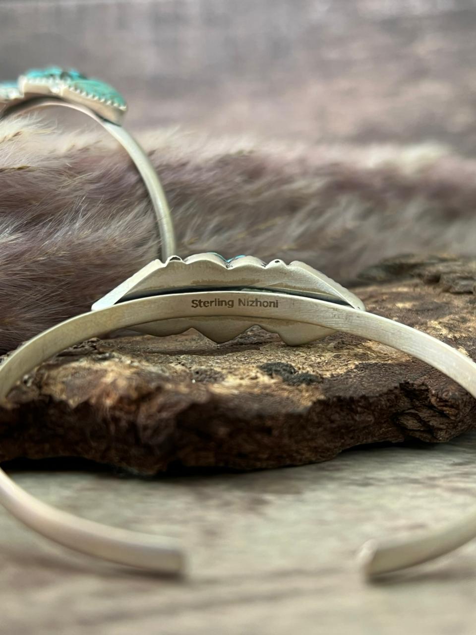 Handmade Sterling Silver Manassa Turquoise Collection: Cuff Bracelet "Signed Nizhoni"