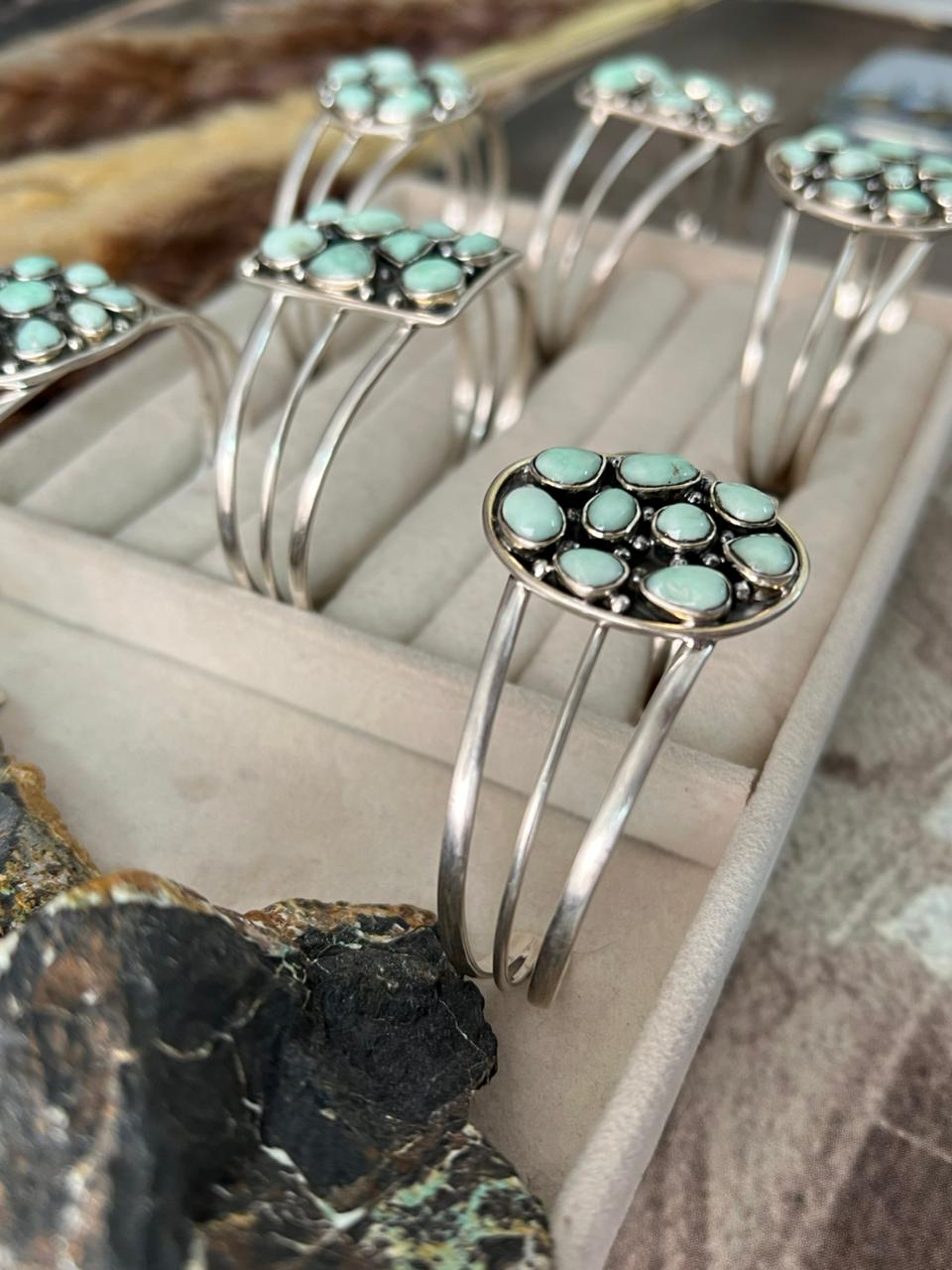 Handmade Sterling Silver Paloma Turquoise Cuff Bracelet "Signed Nizhoni"