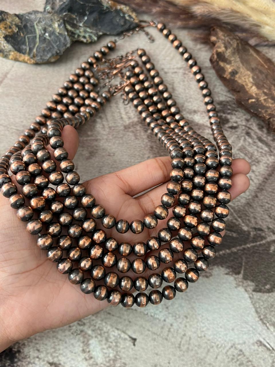 Handmade Copper Beaded 8MM Necklace