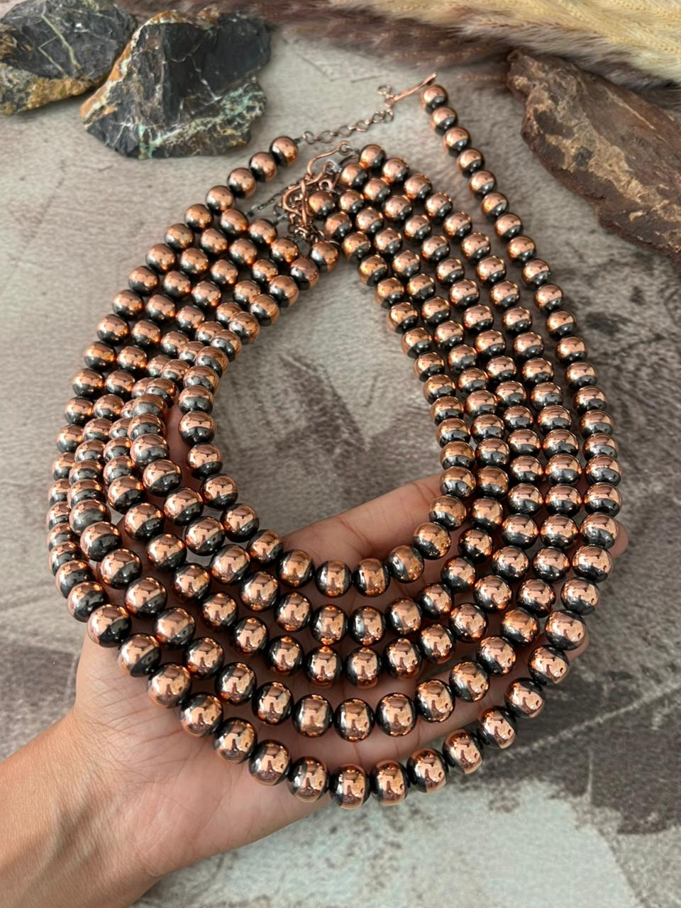 Handmade Copper Beaded 10MM Necklace