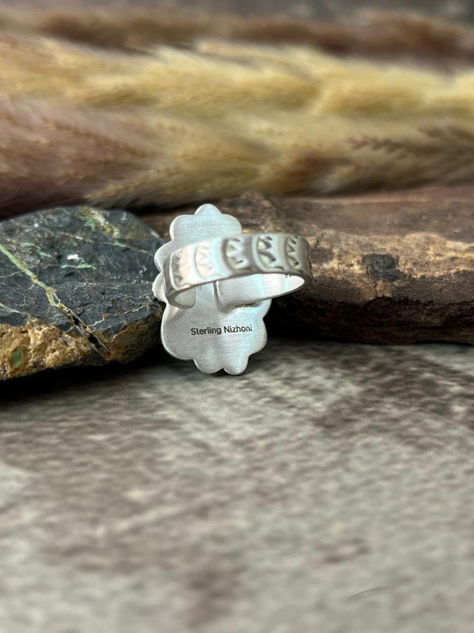 Handmade Sterling Silver Palomino Turquoise Adjustable Ring "Signed Nizhoni"