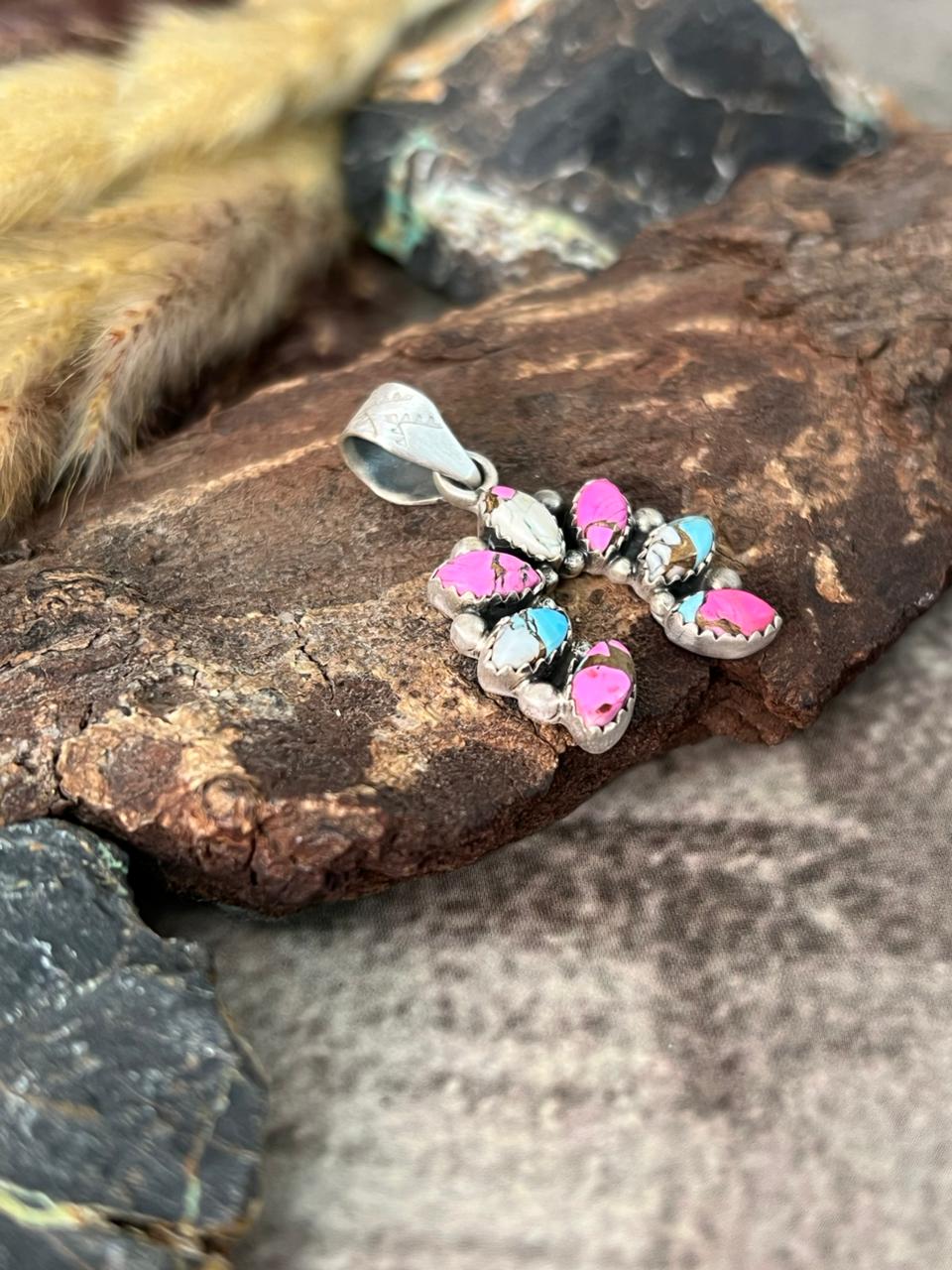 Handmade Sterling Silver Cotton Candy Naja Pendant "Signed Nizhoni"