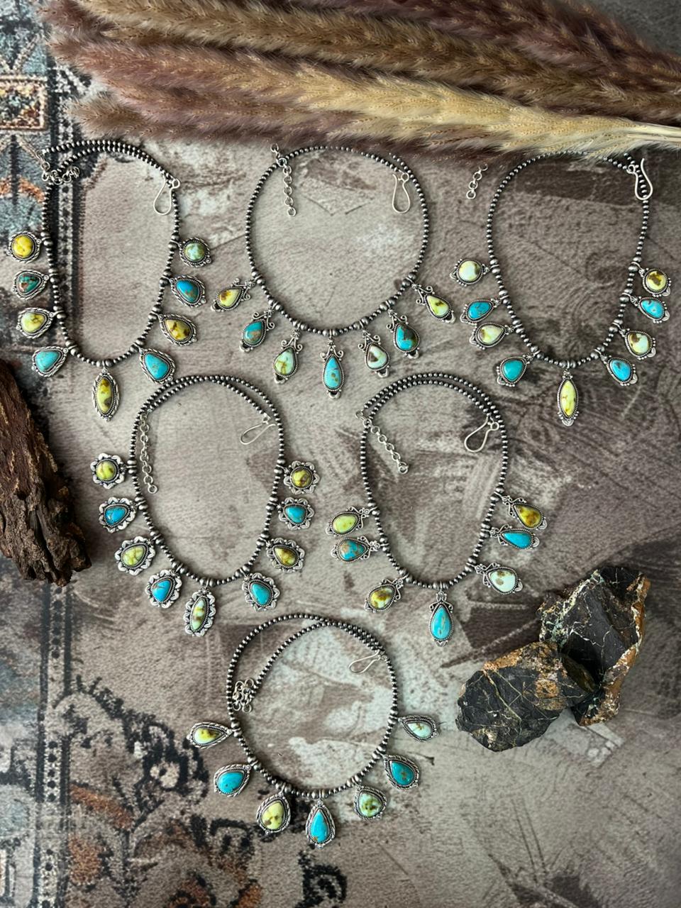 Handmade Sterling Silver Palomino with Santa Maria Beaded Necklace "Signed Nizhoni"