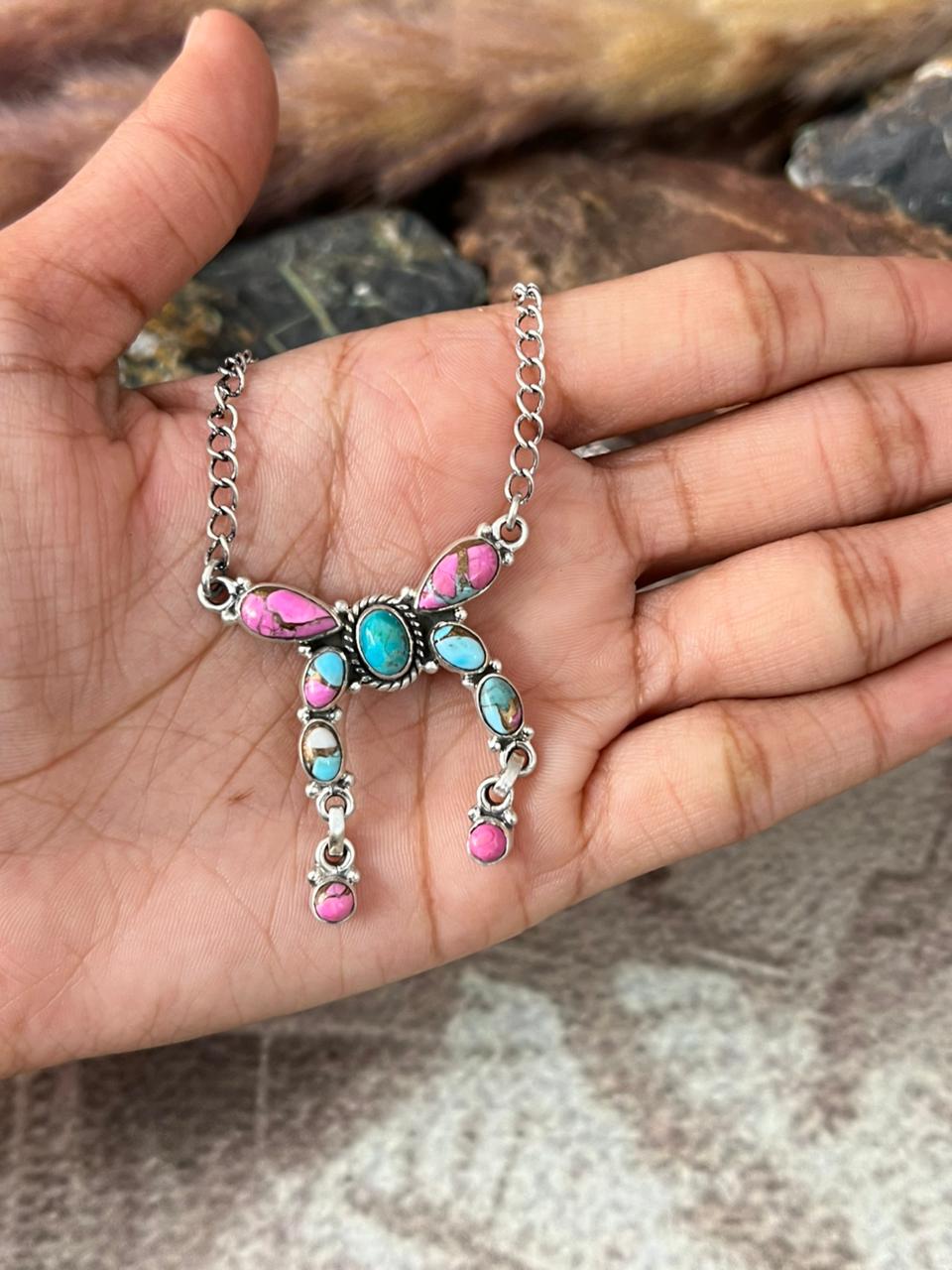 Handmade Sterling Silver Cotton Candy Bow Necklace "Signed Nizhoni"