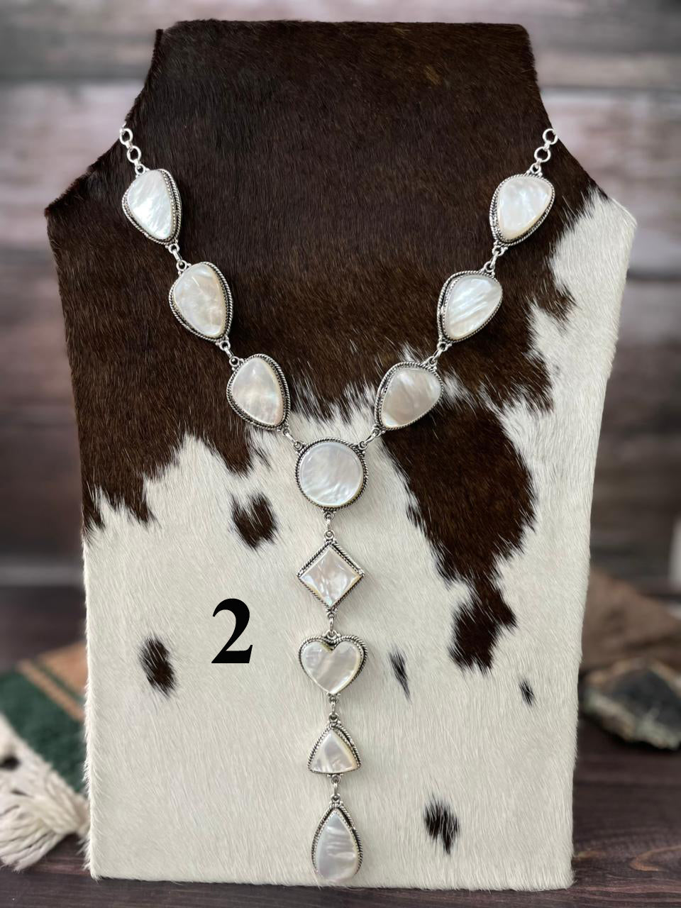 Handmade Sterling Silver Wedding Collection: Mother of Pearl Necklace "Signed Nizhoni"
