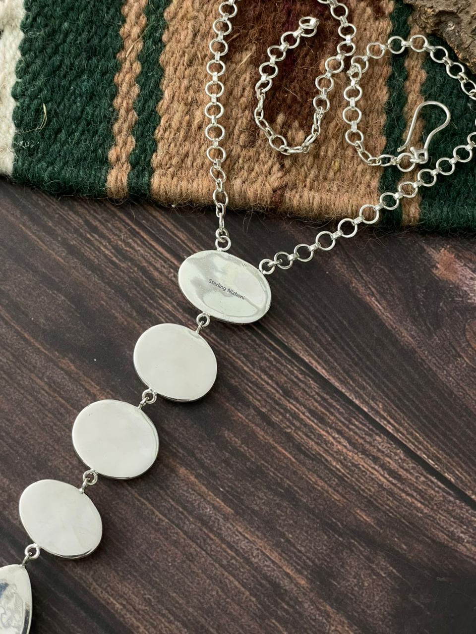 Handmade Sterling Silver Wedding Collection: Mother of Pearl Necklace "Signed Nizhoni"