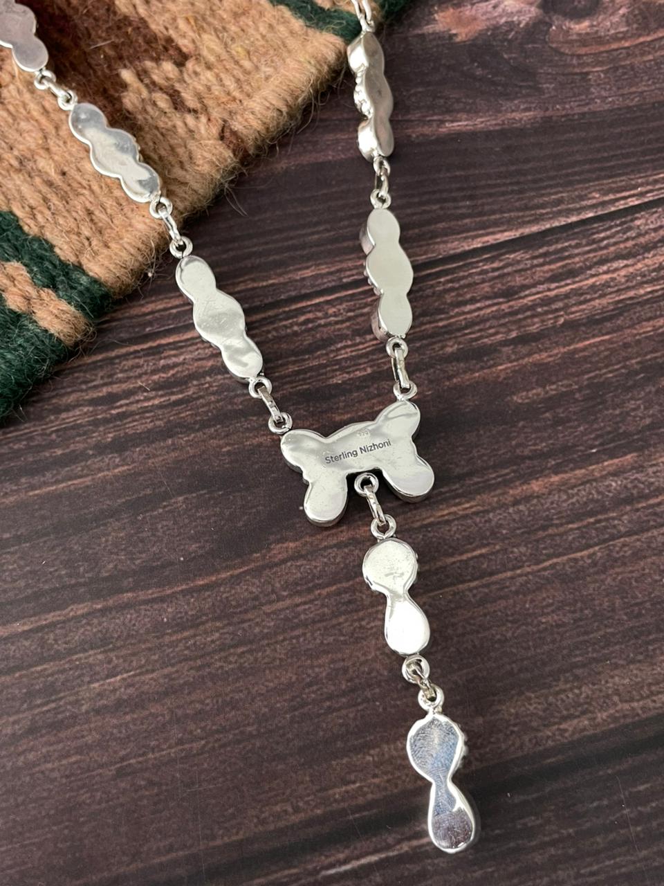Handmade Sterling Silver Wedding Collection: Mother of Pearl Necklace "Signed Nizhoni"