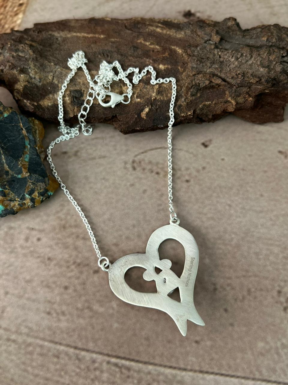 Handmade Sterling Silver Mama Collection: Kingman Turquoise Necklace "Signed Nizhoni"