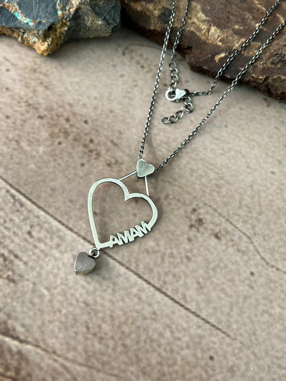 Handmade Sterling Silver Mama Collection: Kingman Turquoise Heart Necklace