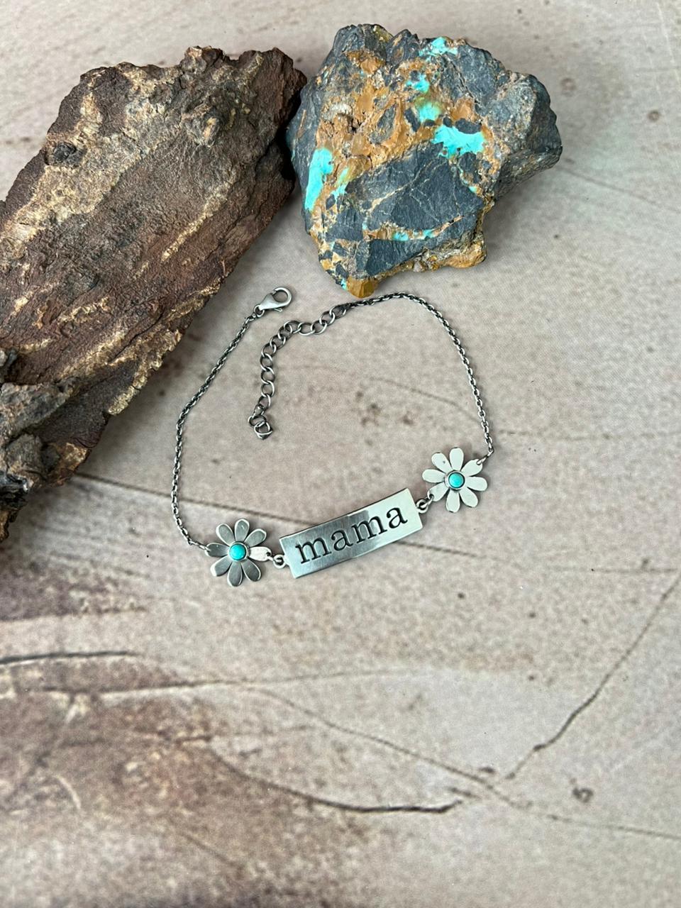 Handmade Sterling Silver Mama Collection: Kingman Turquoise Bracelet