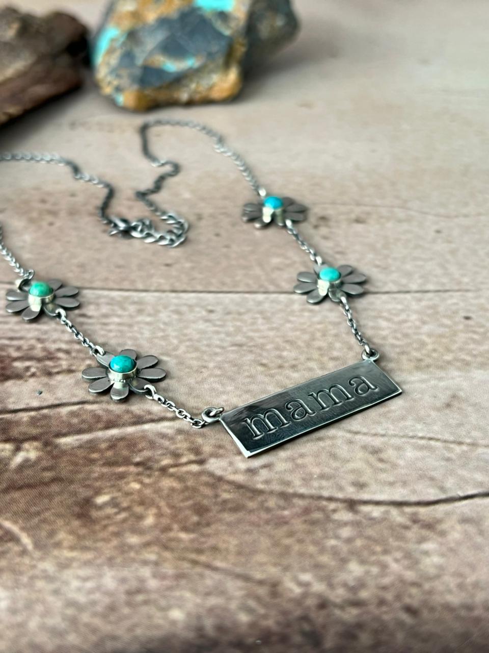 Handmade Sterling Silver Mama Collection: Kingman Turquoise Necklace
