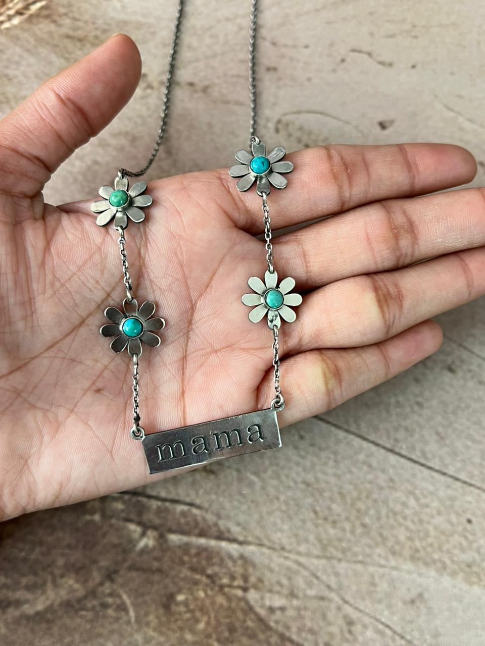 Handmade Sterling Silver Mama Collection: Kingman Turquoise Necklace