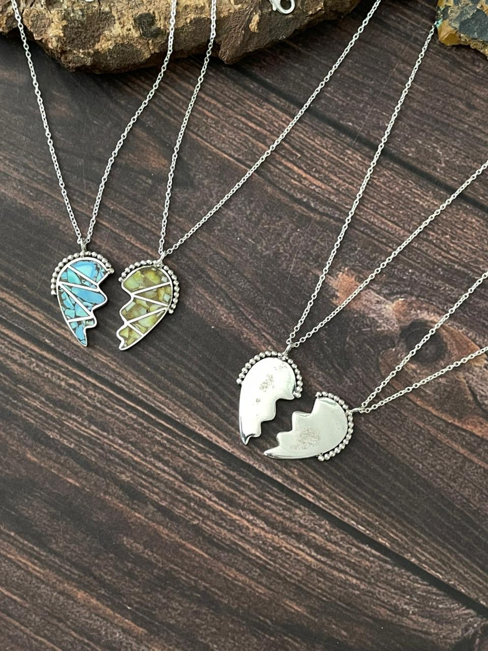 Handmade Sterling Silver Mama Collection: Golden Hills with Palomino Turquoise and Sonoran Mountain with Blue Kingman Turquoise Necklace