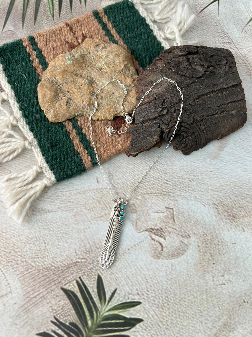 Handmade Sterling Silver Kingman Turquoise Necklace "Signed Nizhoni"