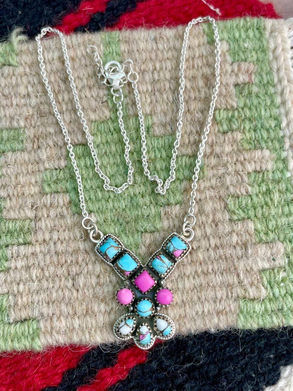 Handmade Sterling Silver Cotton Candy Necklace "Signed Nizhoni"