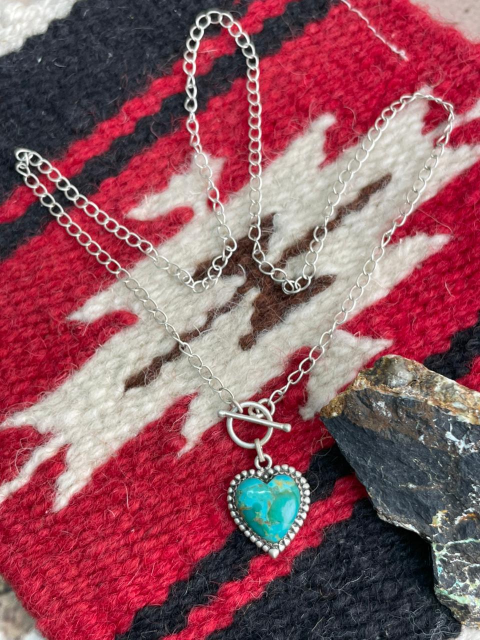 Handmade Sterling Silver Kingman Turquoise Necklace "Signed Nizhoni"