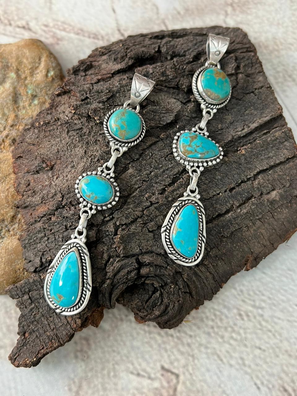 Handmade Sterling Silver Santa Maria Turquoise Pendant "Signed Nizhoni"
