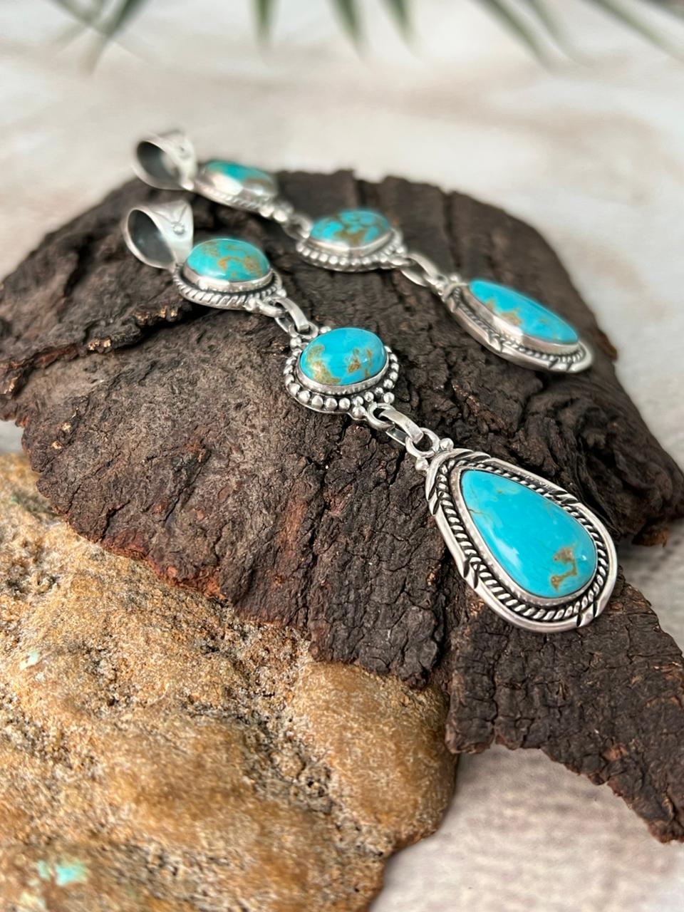 Handmade Sterling Silver Santa Maria Turquoise Pendant "Signed Nizhoni"