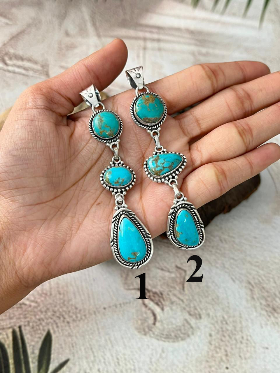 Handmade Sterling Silver Santa Maria Turquoise Pendant "Signed Nizhoni"