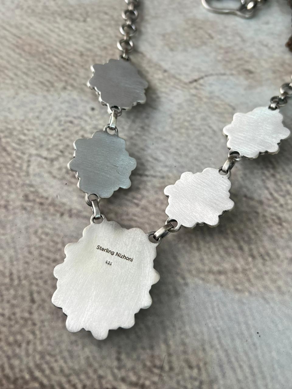 Handmade Sterling Silver Number 8 Turquoise Necklace "Signed Nizhoni"